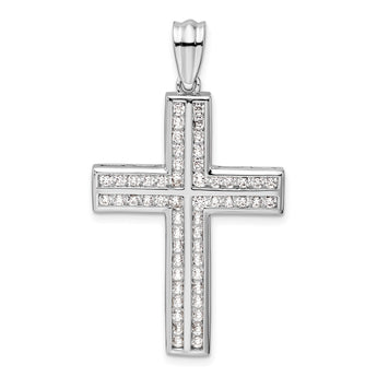 14K White Gold Lab Grown Diamond VS/SI GH, Double Cross Pendant