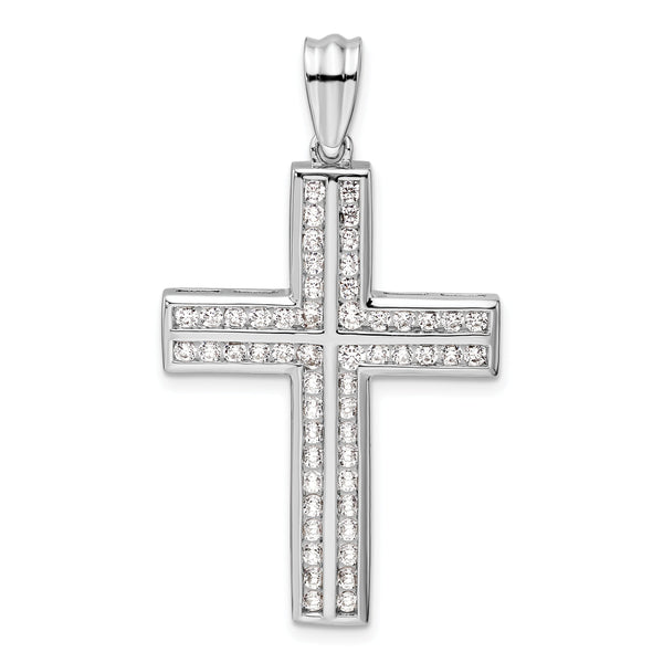 14K White Gold Lab Grown Diamond VS/SI GH, Double Cross Pendant