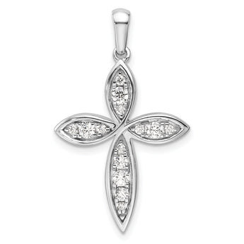 14K White Gold Lab Grown Diamond VS/SI GH, Cross Pendant