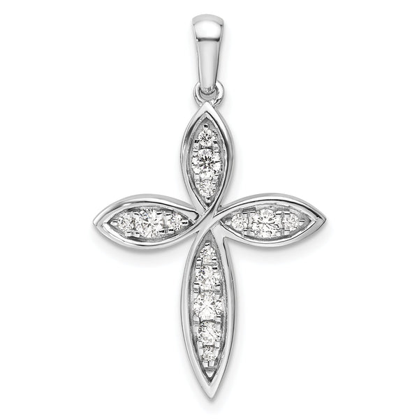14K White Gold Lab Grown Diamond VS/SI GH, Cross Pendant