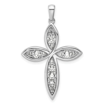 14K White Gold Lab Grown Diamond VS/SI GH, Cross Pendant