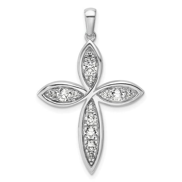 14K White Gold Lab Grown Diamond VS/SI GH, Cross Pendant