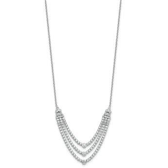 14K White Gold Lab Grown Diamond VS/SI GH, Triple Layer Necklace