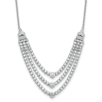14K White Gold Lab Grown Diamond VS/SI GH, Triple Layer Necklace