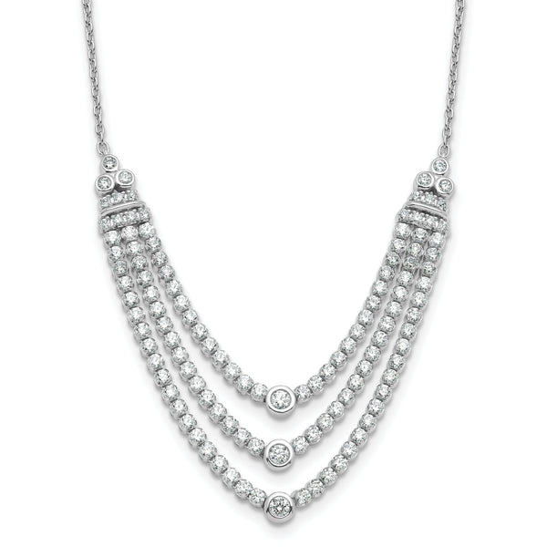 14K White Gold Lab Grown Diamond VS/SI GH, Triple Layer Necklace