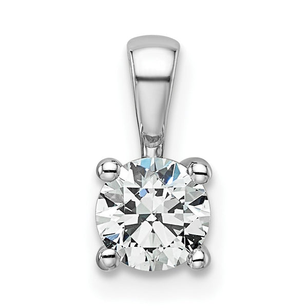 14k White Gold 1/2 carat Lab Grown Diamond VS/SI+ G+ Round Complete Four Prong Pendant - Birthstone Company