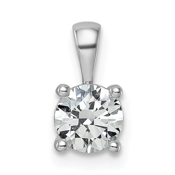14k White Gold 3/4 carat Certified Lab Grown Diamond VS+ F+ Round Complete Four Prong Pendant - Birthstone Company