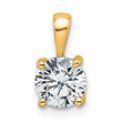 14k 1 carat Certified Lab Grown Diamond VS+ F+ Round Complete Four Prong Pendant - Birthstone Company