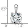 14k White Gold 2 carat Certified Lab Grown Diamond VS/SI+ G+ Round Complete Four Prong Pendant - Birthstone Company