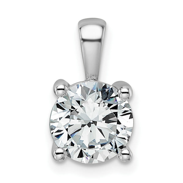 14k White Gold 2 carat Certified Lab Grown Diamond VS+ F+ Round Complete Four Prong Pendant - Birthstone Company
