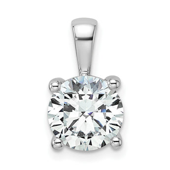 14k White Gold 2 1/2 carat Lab Grown Diamond VS/SI+ G+ Round Complete Four Prong Pendant - Birthstone Company