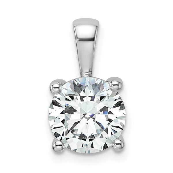 14k White Gold 2 1/2 carat Lab Grown Diamond VS/SI+ G+ Round Complete Four Prong Pendant - Birthstone Company