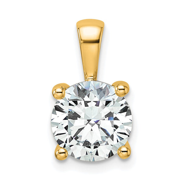 14k 2 1/2 carat Certified Lab Grown Diamond VS+ F+ Round Complete Four Prong Pendant - Birthstone Company