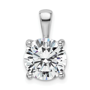 14k White Gold 4 carat Lab Grown Diamond VS+ F+ Round Complete Four Prong Pendant - Birthstone Company