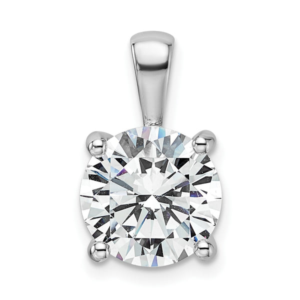 14k White Gold 4 carat Lab Grown Diamond VS+ F+ Round Complete Four Prong Pendant - Birthstone Company