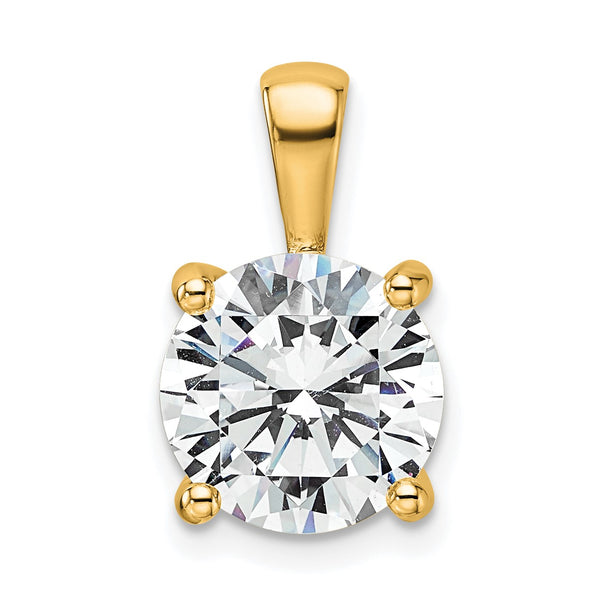 14k 4 carat Lab Grown Diamond VS/SI+ G+ Round Complete Four Prong Pendant - Birthstone Company