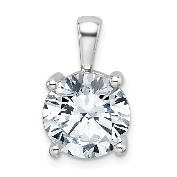 14k White Gold 5 carat Lab Grown Diamond VS/SI+ G+ Round Complete Four Prong Pendant - Birthstone Company
