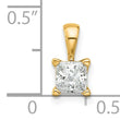 14k 1/2 carat Lab Grown Diamond VS/SI+ G+ Princess Complete Four Prong Pendant - Birthstone Company