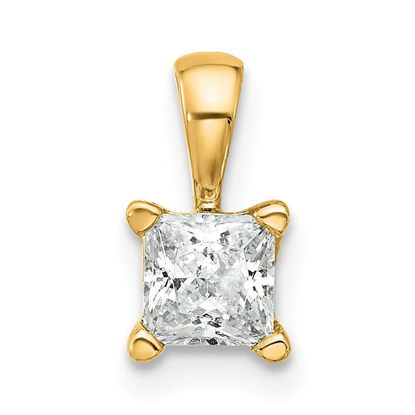 14k 1/2 carat Lab Grown Diamond VS/SI+ G+ Princess Complete Four Prong Pendant - Birthstone Company