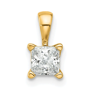 14k 1/2 carat Lab Grown Diamond VS+ F+ Princess Complete Four Prong Pendant - Birthstone Company