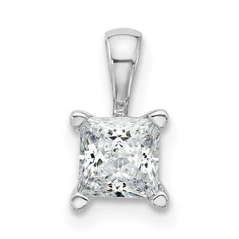 14k White Gold 3/4 carat Lab Grown Diamond VS+ F+ Princess Complete Four Prong Pendant - Birthstone Company