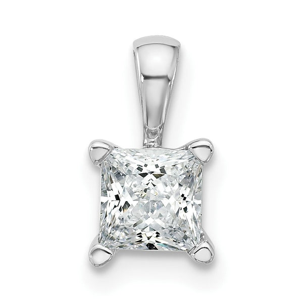 14k White Gold 3/4 carat Lab Grown Diamond VS+ F+ Princess Complete Four Prong Pendant - Birthstone Company