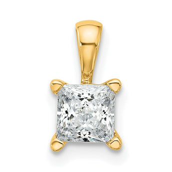 14k 3/4 carat Lab Grown Diamond VS/SI+ G+ Princess Complete Four Prong Pendant - Birthstone Company