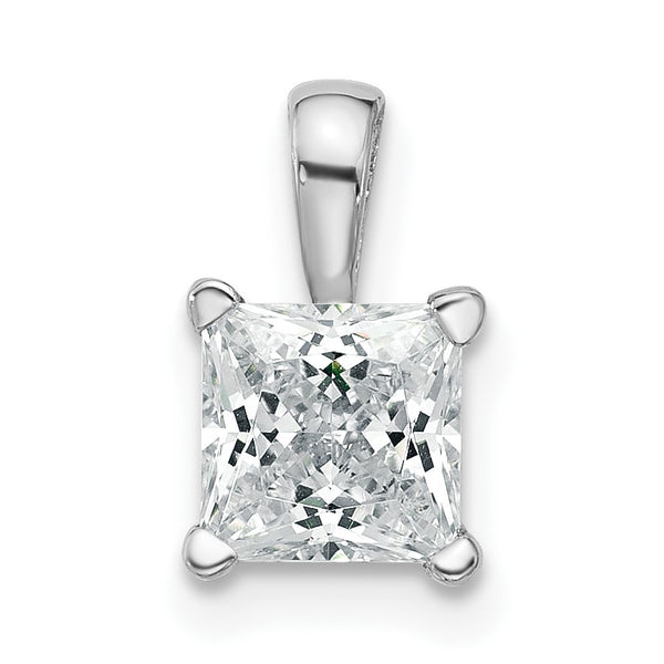 14k White Gold 1 carat Lab Grown Diamond VS/SI+ G+ Princess Complete Four Prong Pendant - Birthstone Company