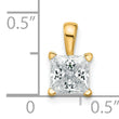14k 1 carat Lab Grown Diamond VS/SI+ G+ Princess Complete Four Prong Pendant - Birthstone Company