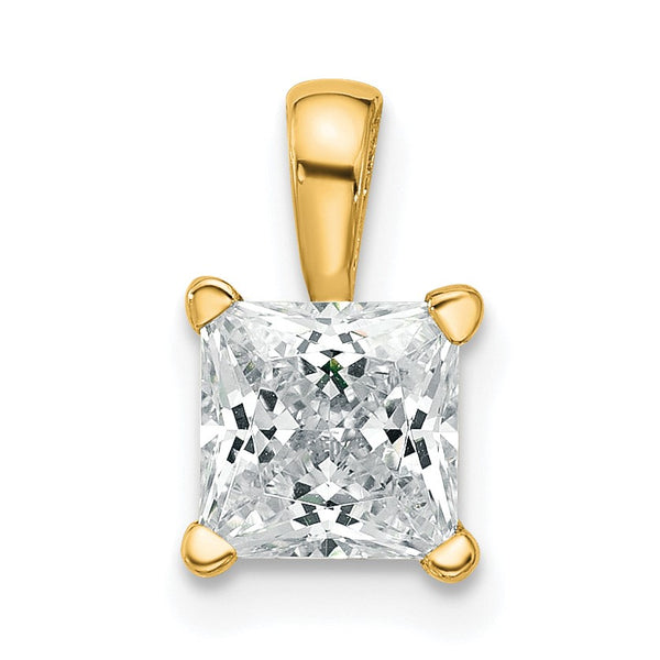 14k 1 carat Lab Grown Diamond VS/SI+ G+ Princess Complete Four Prong Pendant - Birthstone Company