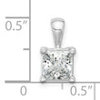 14k White Gold 1 1/2 carat Lab Grown Diamond VS+ F+ Princess Complete Four Prong Pendant - Birthstone Company