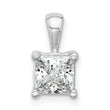 14k White Gold 1 1/2 carat Lab Grown Diamond VS+ F+ Princess Complete Four Prong Pendant - Birthstone Company