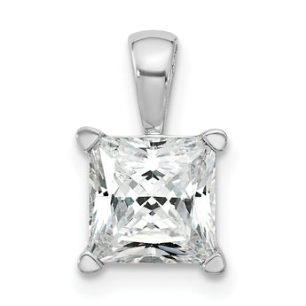 14k White Gold 2 carat Lab Grown Diamond VS+ F+ Princess Complete Four Prong Pendant - Birthstone Company
