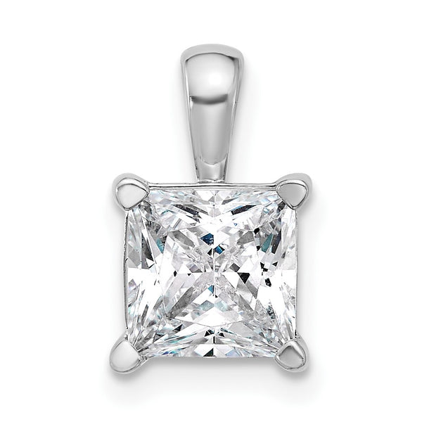 14k White Gold 2 1/2 carat Lab Grown Diamond VS+ F+ Princess Complete Four Prong Pendant - Birthstone Company