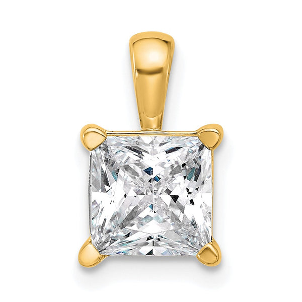 14k 2 1/2 carat Lab Grown Diamond VS/SI+ G+ Princess Complete Four Prong Pendant - Birthstone Company