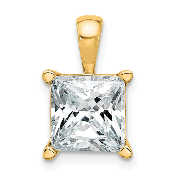 14k 4 carat Certified Lab Grown Diamond VS+ F+ Princess Complete Four Prong Pendant