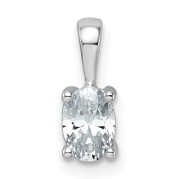 14k White Gold 1/2 carat Lab Grown Diamond VS/SI+ G+ Oval Complete Four Prong Pendant - Birthstone Company