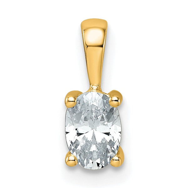 14k 1/2 carat Lab Grown Diamond VS+ F+ Oval Complete Four Prong Pendant - Birthstone Company