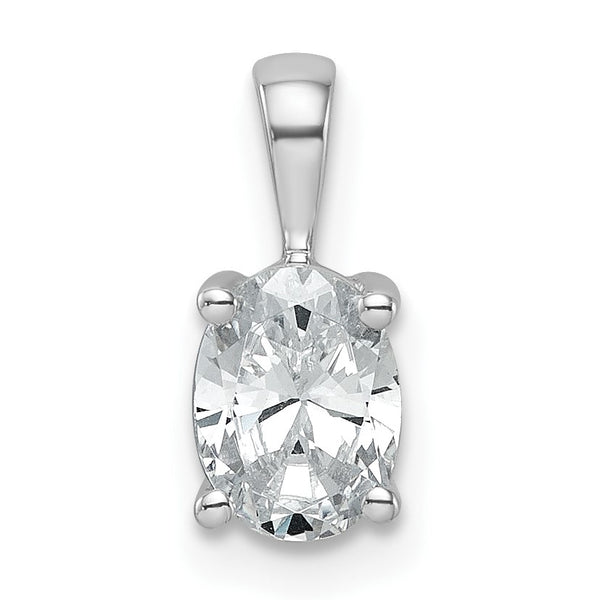 14k White Gold 3/4 carat Certified Lab Grown Diamond VS+ F+ Oval Complete Four Prong Pendant - Birthstone Company