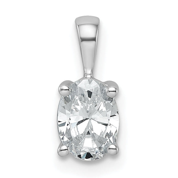 14k White Gold 3/4 carat Certified Lab Grown Diamond VS/SI+ G+ Oval Complete Four Prong Pendant