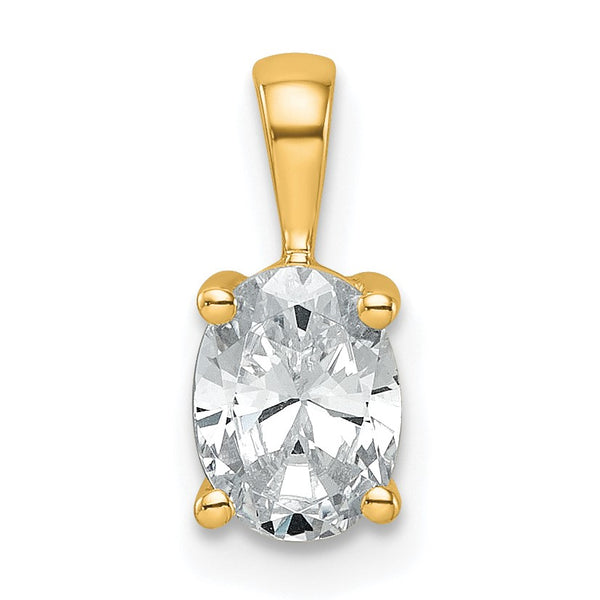 14k 3/4 carat Lab Grown Diamond VS/SI+ G+ Oval Complete Four Prong Pendant - Birthstone Company