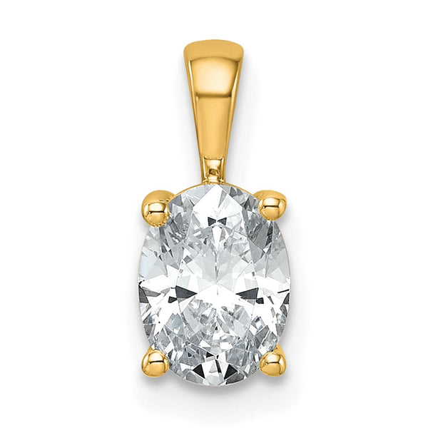 14k 1 carat Certified Lab Grown Diamond VS/SI+ G+ Oval Complete Four Prong Pendant - Birthstone Company