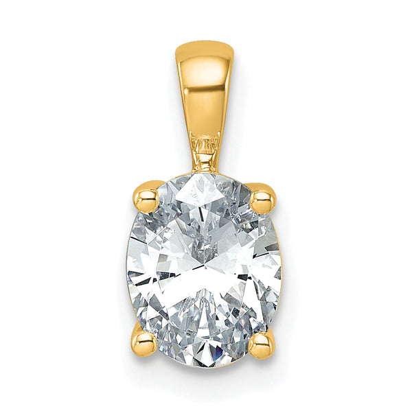 14k 1 1/2 carat Certified Lab Grown Diamond VS+ F+ Oval Complete Four Prong Pendant
