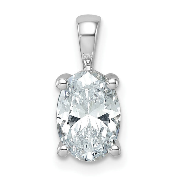 14k White Gold 2 carat Certified Lab Grown Diamond VS+ F+ Oval Complete Four Prong Pendant - Birthstone Company