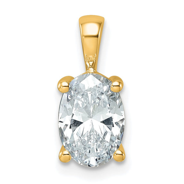 14k 2 carat Lab Grown Diamond VS+ F+ Oval Complete Four Prong Pendant - Birthstone Company