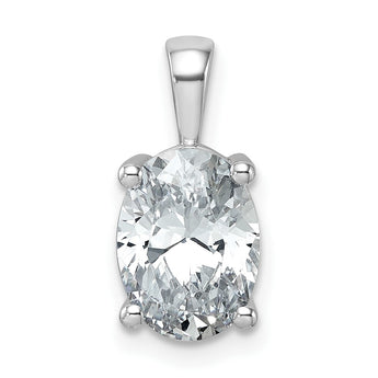 14k White Gold 2 1/2 carat Lab Grown Diamond VS/SI+ G+ Oval Complete Four Prong Pendant - Birthstone Company