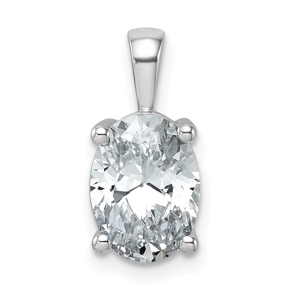14k White Gold 2 1/2 carat Certified Lab Grown Diamond VS/SI+ G+ Oval Complete Four Prong Pendant