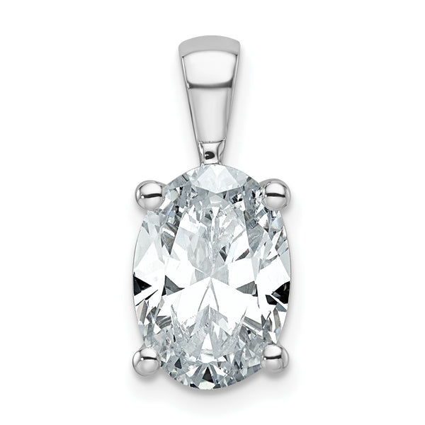 14k White Gold 3 carat Certified Lab Grown Diamond VS/SI+ G+ Oval Complete Four Prong Pendant - Birthstone Company