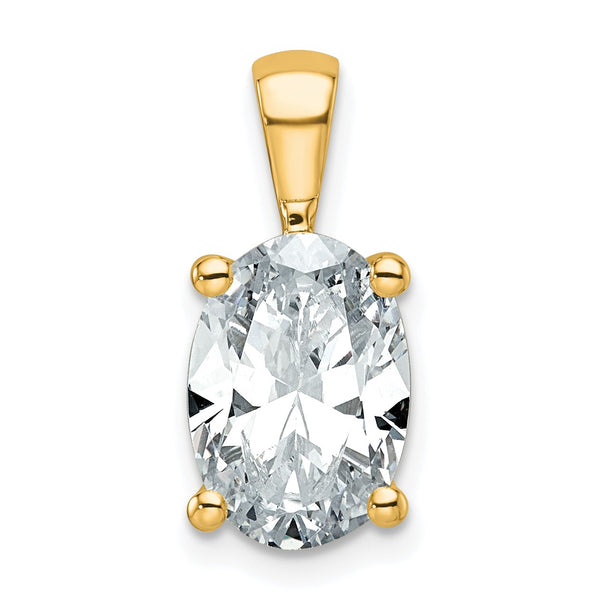 14k 3 carat Lab Grown Diamond VS+ F+ Oval Complete Four Prong Pendant - Birthstone Company