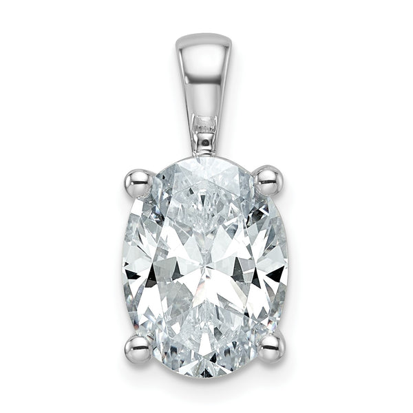 14k White Gold 4 carat Lab Grown Diamond VS+ F+ Oval Complete Four Prong Pendant - Birthstone Company